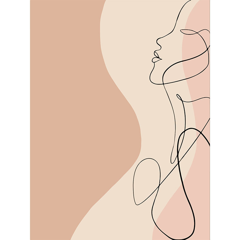 Πίνακας σε καμβά Line Art Beige Curves